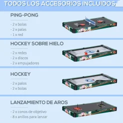Homcom - Mesa multijuegos 6 en 1 plegable