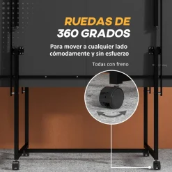 SPORTNOW Homcom - Mesa Ping Pong plegable con 4 ruedas