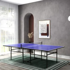 SPORTNOW Homcom - Mesa Ping Pong plegable con 4 ruedas