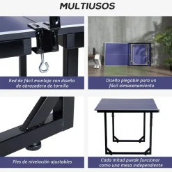 Homcom - Mesa Ping Pong plegable con red* Deportes
