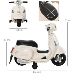 Homcom - Mini moto Eléctrica Vespa Blanco* Vehículos De Batería O A Pedales
