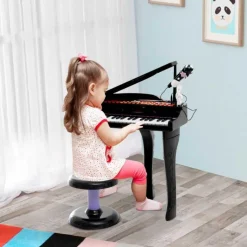 Homcom - Mini Piano Electrónico de Juguete Negro