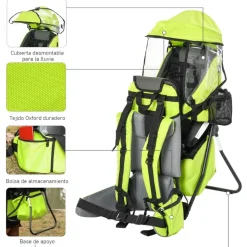 Homcom - Mochila porta-bebés verde 85 cm* Portabebés Y Bici·Portabebés Y Mochilas