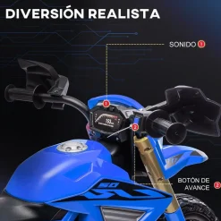 AIYAPLAY Homcom - Moto eléctrica batería 6 V Azul* Vehículos De Batería O A Pedales