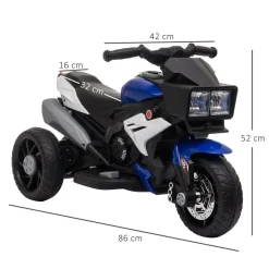 Homcom - Moto eléctrica batería 3 ruedas Trimoto Negro y Azul* Vehículos De Batería O A Pedales
