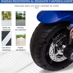 Homcom - Moto eléctrica batería 3 ruedas Trimoto Negro y Azul* Vehículos De Batería O A Pedales