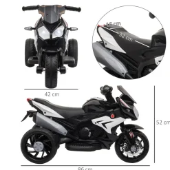 Homcom - Moto eléctrica batería 3 ruedas Trimoto Negro y Blanco* Vehículos De Batería O A Pedales