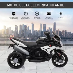Homcom - Moto eléctrica batería 3 ruedas Trimoto Negro y Blanco* Vehículos De Batería O A Pedales