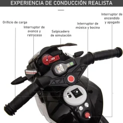 Homcom - Moto eléctrica batería 3 ruedas Trimoto Negro y Blanco* Vehículos De Batería O A Pedales