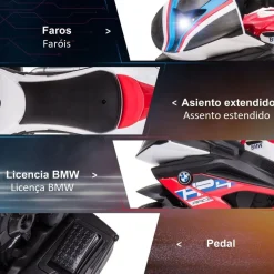 Homcom - Moto eléctrica BMW HP4 roja* Vehículos De Batería O A Pedales