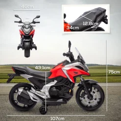 AIYAPLAY Homcom - Moto eléctrica infantil Honda Rojo/Negro