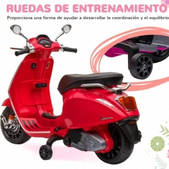 AIYAPLAY Homcom - Moto eléctrica infantil Vespa Rojo* Vehículos De Batería O A Pedales