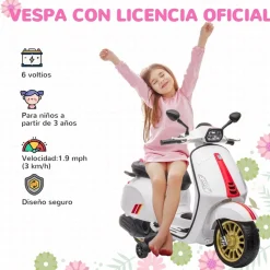 AIYAPLAY Homcom - Moto eléctrica infantil Vespa Blanco