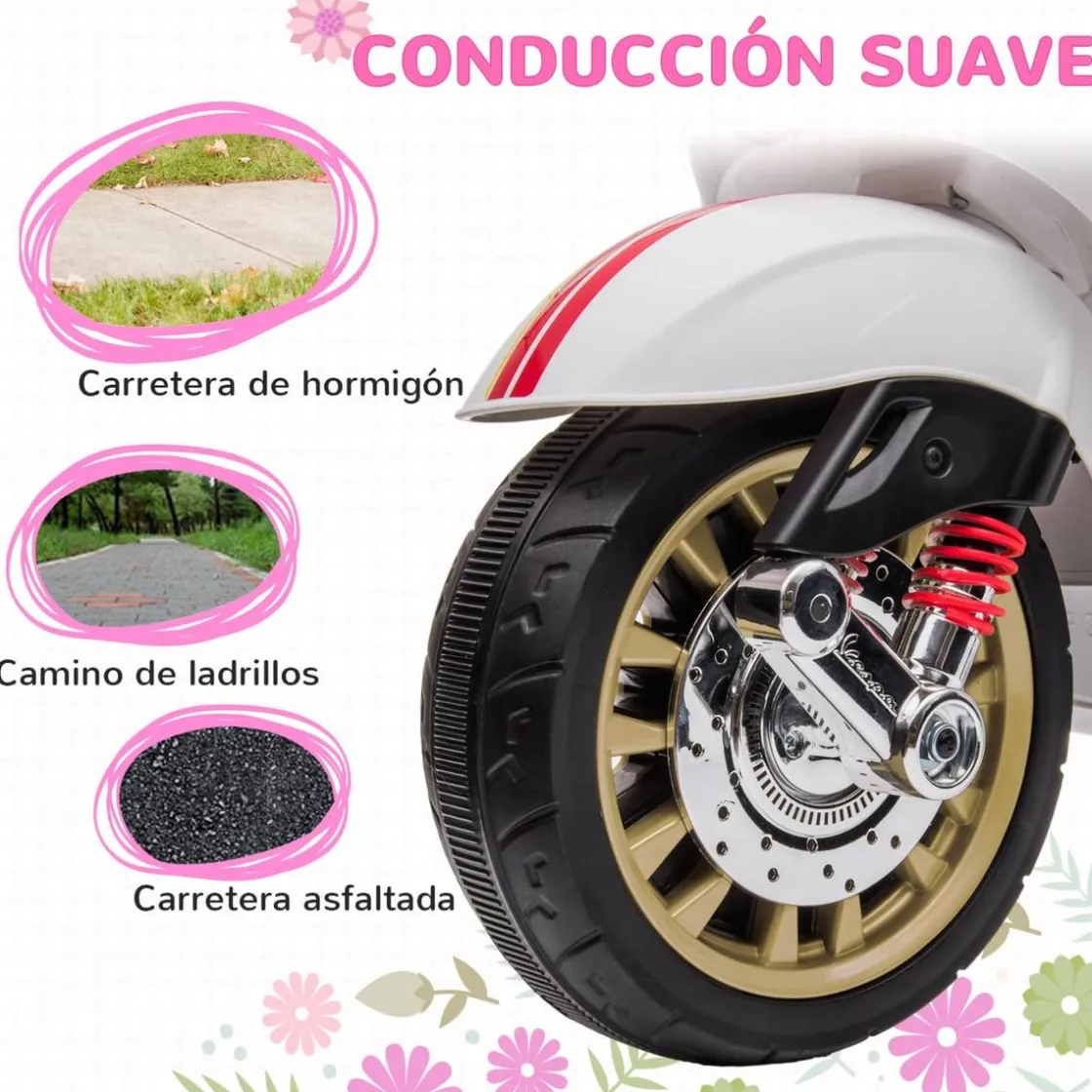 AIYAPLAY Homcom - Moto eléctrica infantil Vespa Blanco