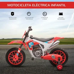 Homcom - Moto eléctrica rojo-blanco* Vehículos De Batería O A Pedales