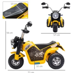 Homcom - Moto eléctriva 6V 3 ruedas amarillo
