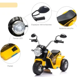 Homcom - Moto eléctriva 6V 3 ruedas amarillo