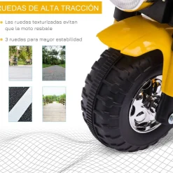 Homcom - Moto eléctriva 6V 3 ruedas amarillo