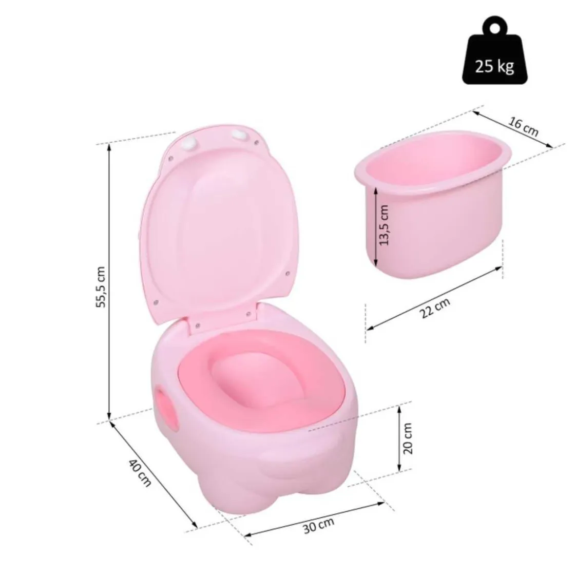 Homcom - Orinal Infantil Hipopótamo Rosa* Baño Y Accesorios·Orinales Y Reductores