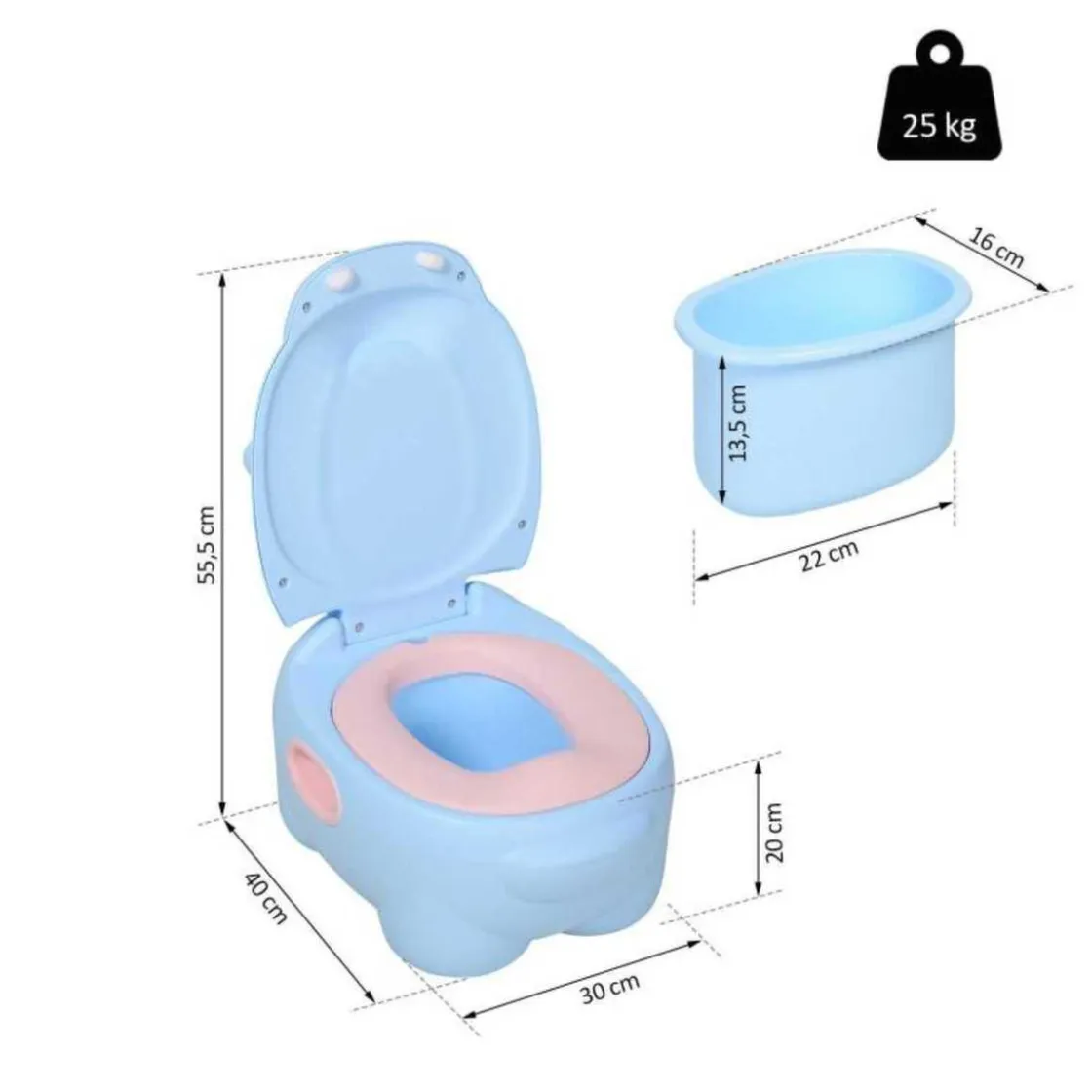 Homcom - Orinal Infantil Hipopótamo Azul* Baño Y Accesorios·Orinales Y Reductores