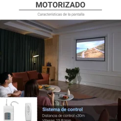 Homcom - Pantalla de proyección motorizada 84'' con mando* Electrónicos