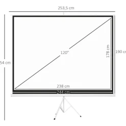Homcom - Pantalla de proyección 120'' Blanco