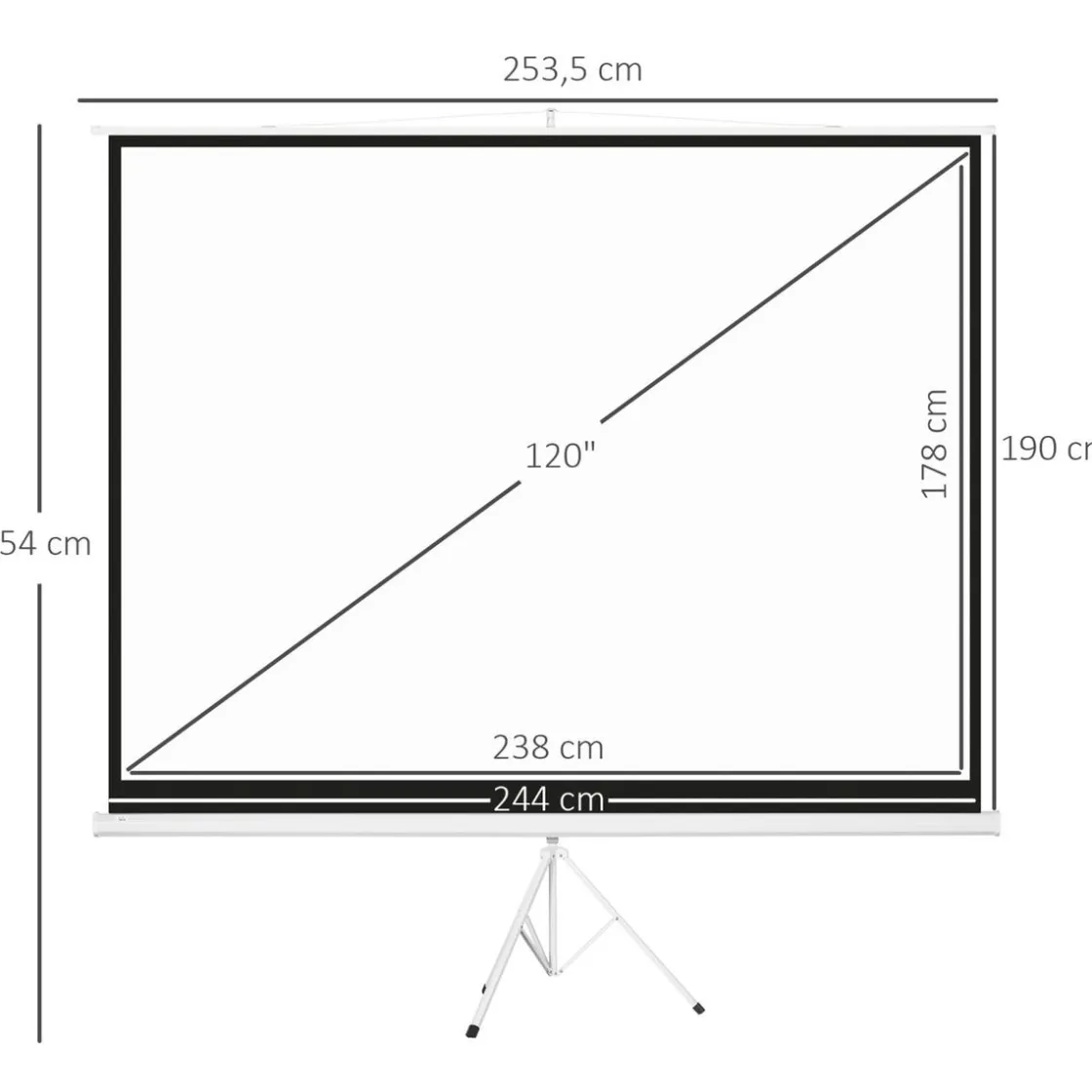 Homcom - Pantalla de proyección 120'' Blanco