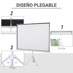 Homcom - Pantalla de proyección 100'' con soporte Blanco* Electrónicos