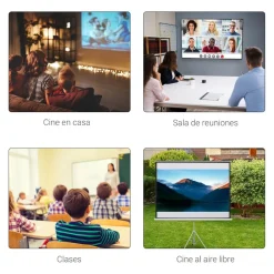 Homcom - Pantalla de proyección 100'' con soporte Blanco* Electrónicos