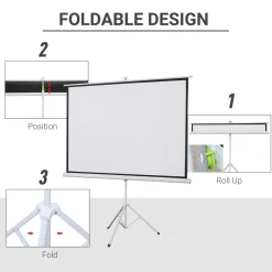Homcom - Pantalla de proyección 84'' con soporte Blanco