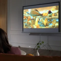 Homcom - Pantalla de proyección 84'' con soporte Blanco