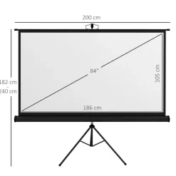 Homcom - Pantalla de proyección 84'' Negro