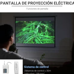 Homcom - Pantalla de proyección motorizada 120''con mando* Electrónicos