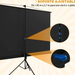 Homcom - Pantalla de proyección 100'' Negro