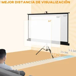Homcom - Pantalla de proyección 100'' Negro
