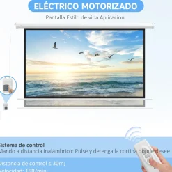 Homcom - Pantalla de proyección eléctrica 84'' Blanco con mando