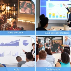 Homcom - Pantalla de proyección eléctrica 84'' Blanco con mando