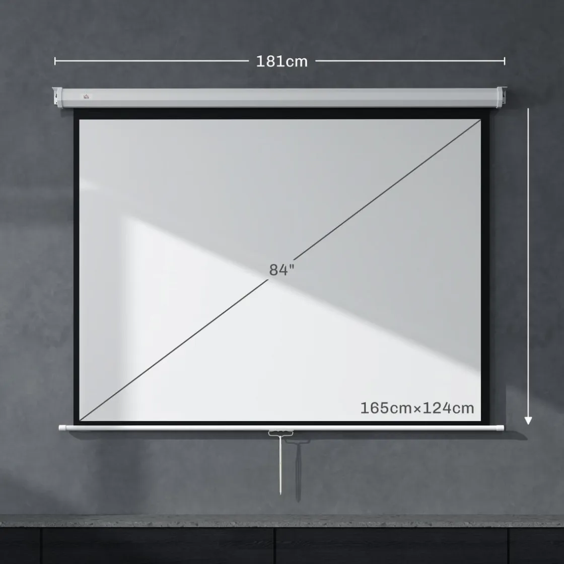 Homcom - Pantalla de proyección 84'' Blanco