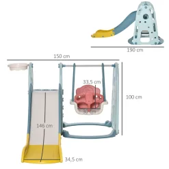Homcom - Parque infantil de actividades 3 en 1