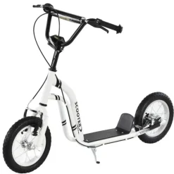 Homcom - Patinete Ajustable Para Niños Blanco/Negro