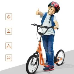 Homcom - Patinete Ajustable Para Niños Naranja