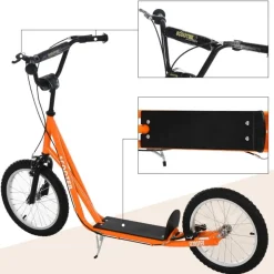 Homcom - Patinete Ajustable Para Niños Naranja