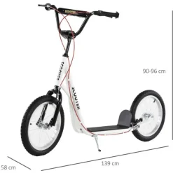 Homcom - Patinete Ajustable Para Niños Blanco* Patines Y Monopatines