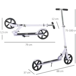 Homcom - Patinete Infantil Plegable Blanco