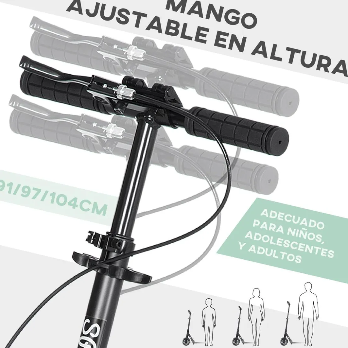 Homcom - Patinete plegable aluminio verde mint