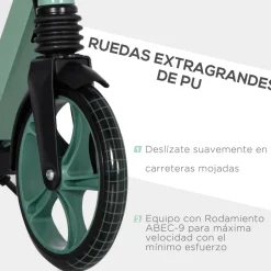 Homcom - Patinete plegable aluminio verde mint