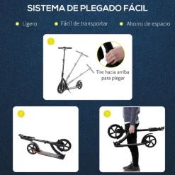 Homcom - Patinete plegable aluminio negro