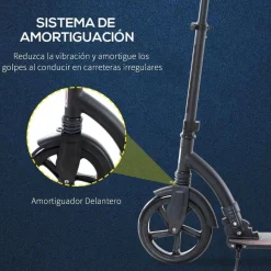 Homcom - Patinete plegable aluminio negro