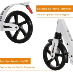 Homcom - Patinete plegable blanco* Patines Y Monopatines
