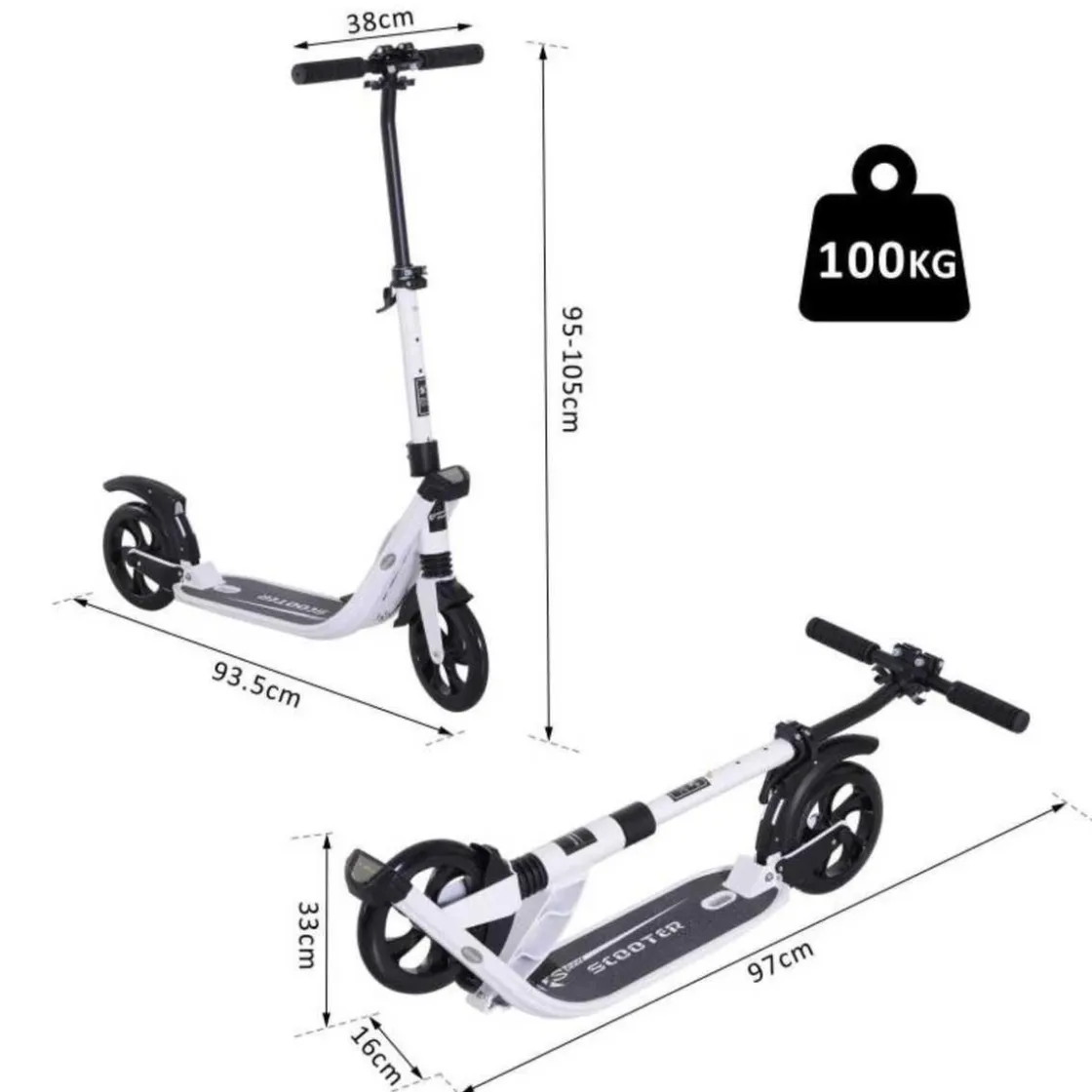 Homcom - Patinete Plegable de Aluminio